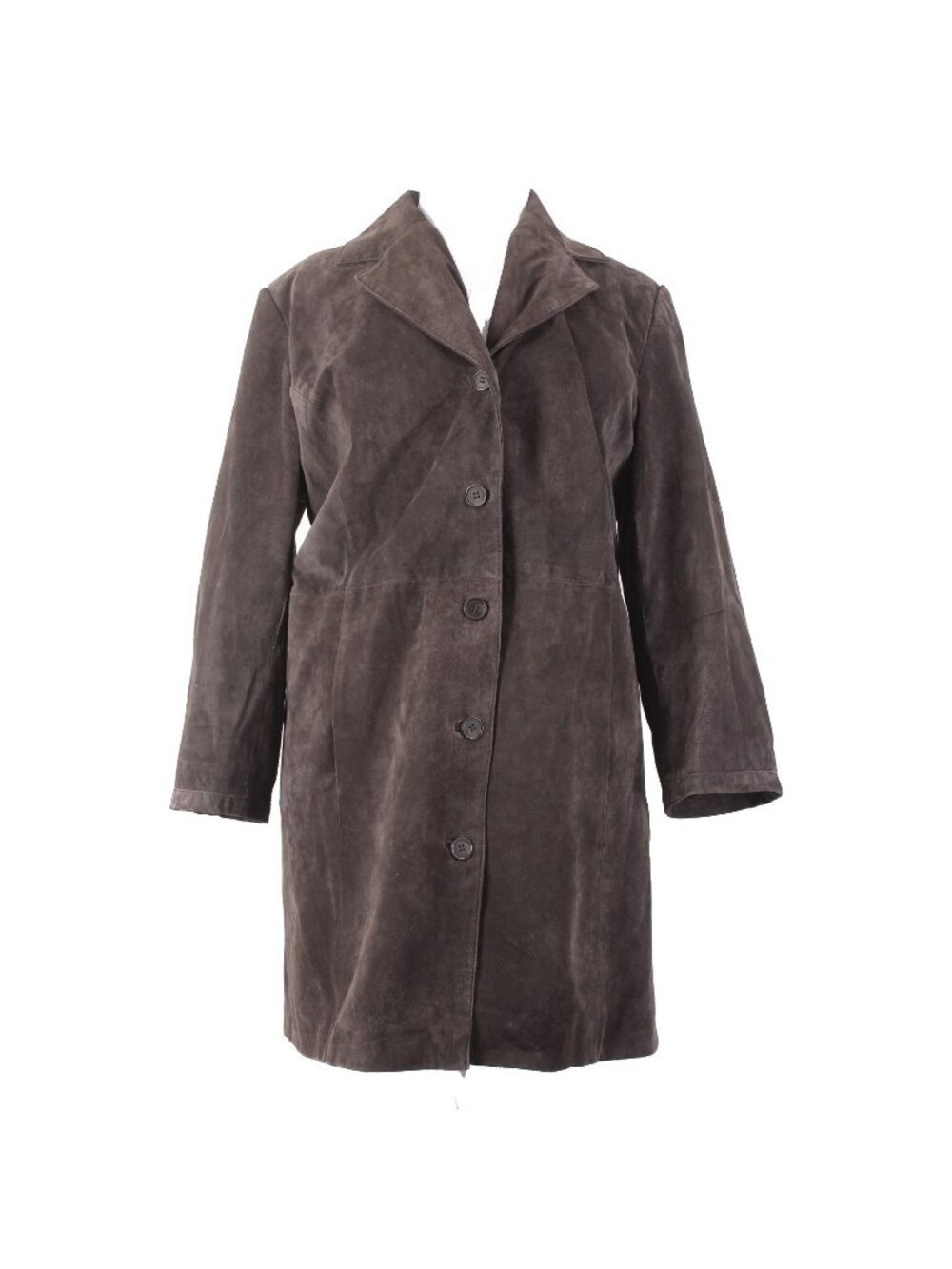 Style Co Collection Coat Sz 20W Brown Collared Pockets 100% Leather Poly Coat